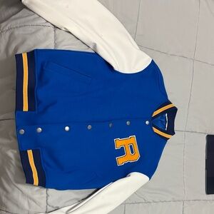 Zara Blue and White Varsity Jacket